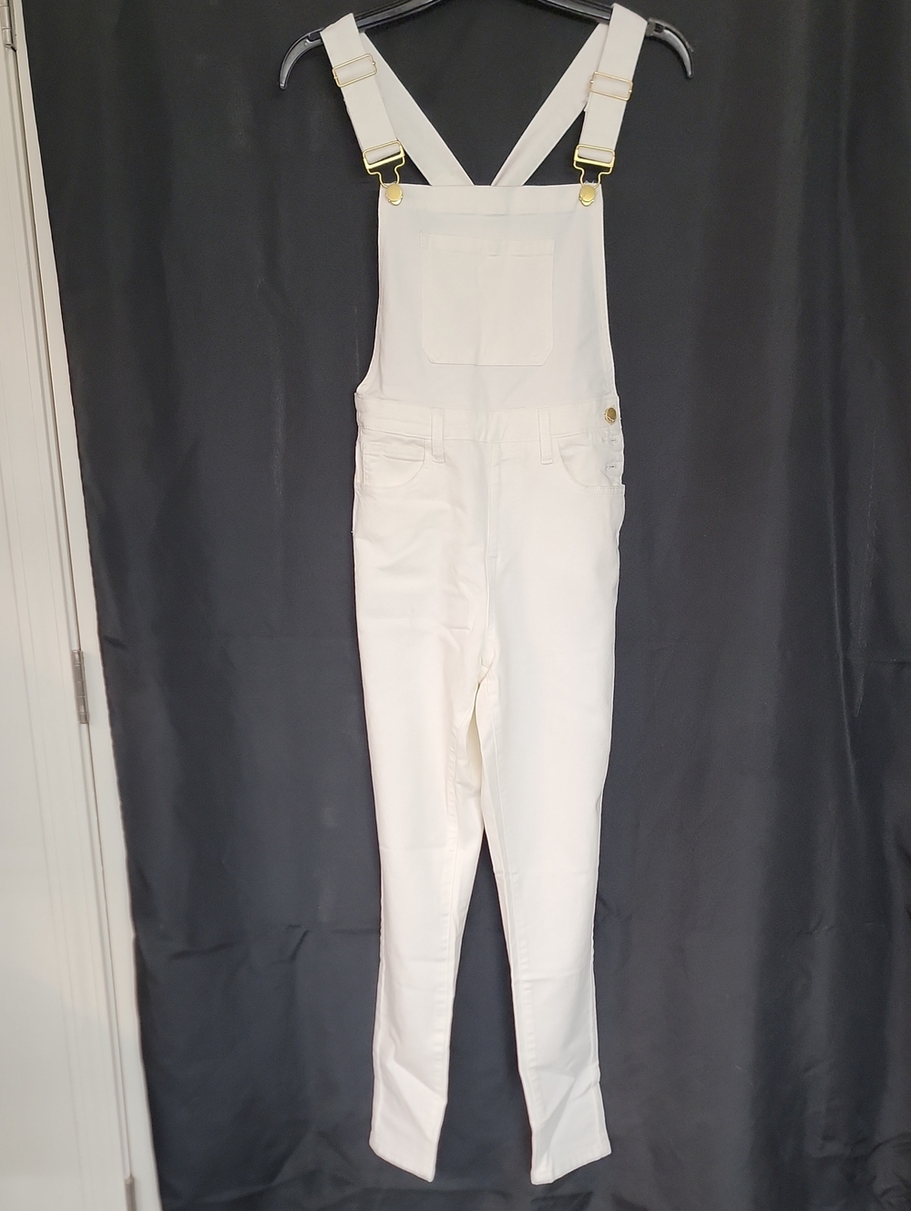 WeWoreWhat White Denim Overalls with Gold Hardware